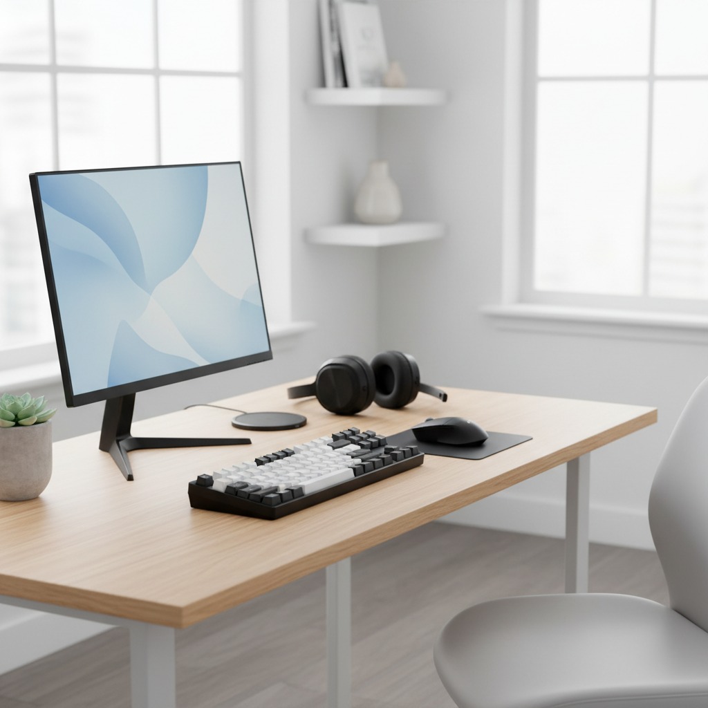 Teclado, mouse e headset organizados fazem a diferença e aumentam a durabilidade.